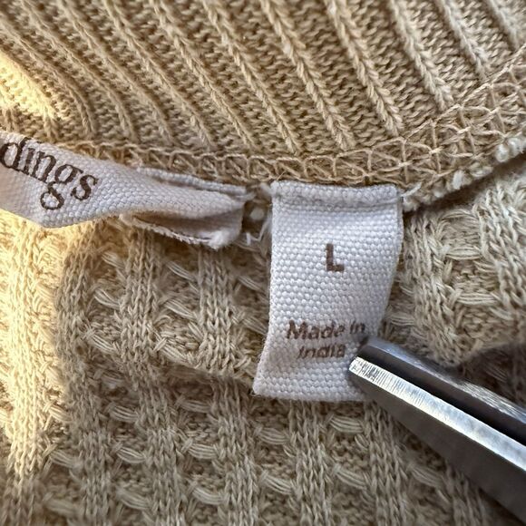 Soft Surroundings Womens L Tan Autumn Waffle Knit Tunic Top Thermal Pocket Boho - Picture 8 of 12